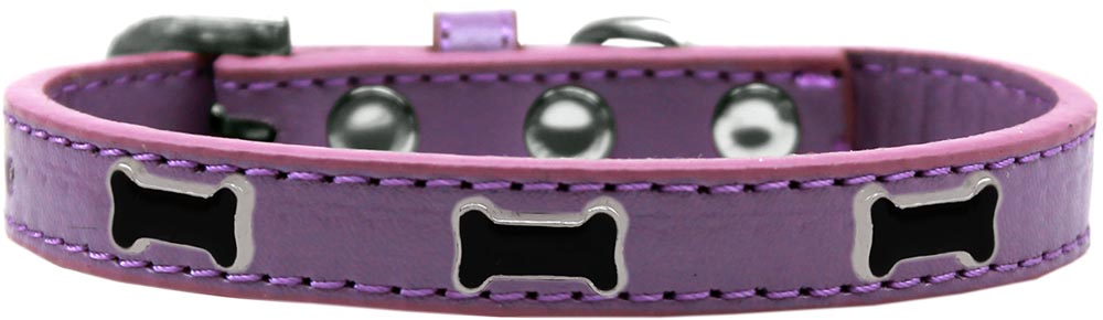 Black Bone Widget Dog Collar Lavender Size 14